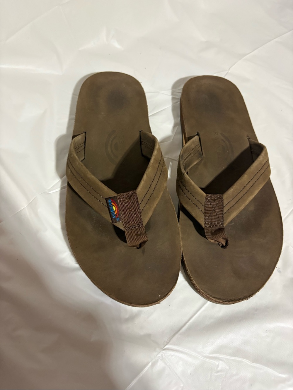 Rainbow Men's Brown Leather Flip-Flop Sandals